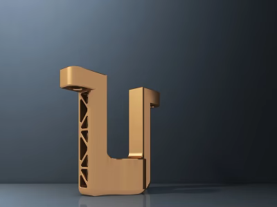 Modern Gold Washbasin With U Shaped Structure And Ladder Storage Design 3d model