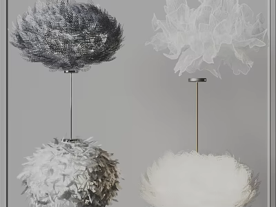 Decorative Modern Chandeliers With Various Textured Gray And White Design Styles 3d model
