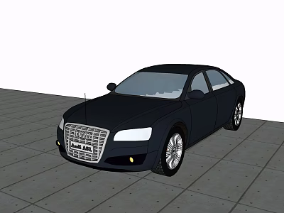 Black Audi Sedan Exterior Design Parking On Gray Paved Surface 3d model