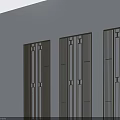 Modern Four Hinged Doors With Metal Frame And Grid Pattern In Interior 3d model