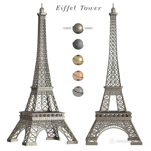 Eiffel Tower Themed Wall Decor with Metallic Decorative Balls for Home Decoration 3d model 