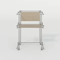 Modern Minimalist Single Chair With Silver Metal Frame And Light Colored Seat