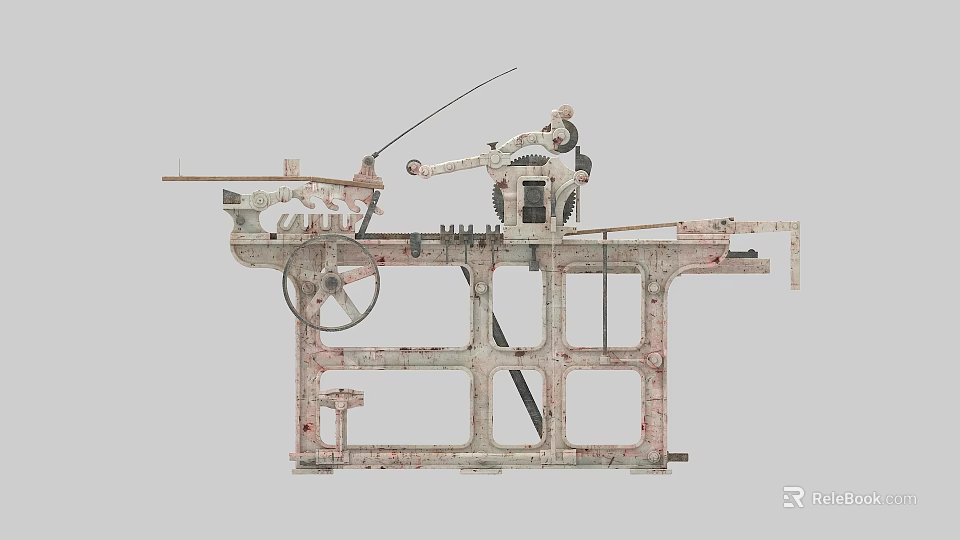 Vintage Industrial Mechanical Device With Gear Lever And Metal Frame Structure 3d model 