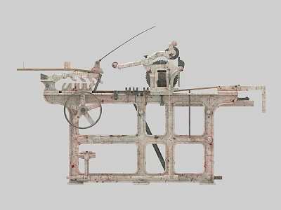 Vintage Industrial Mechanical Device With Gear Lever And Metal Frame Structure 3d model