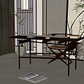 New Chinese Style Desk and Chair Desk and Chair Combination 3d model