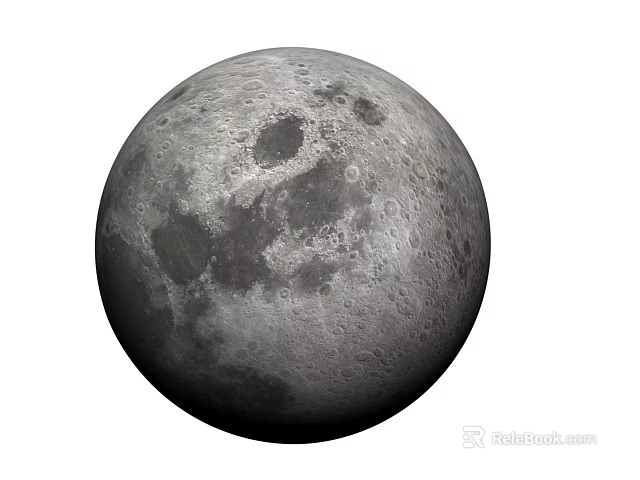 Detailed View Of Moon Surface With Craters And Gray Texture 3d model 