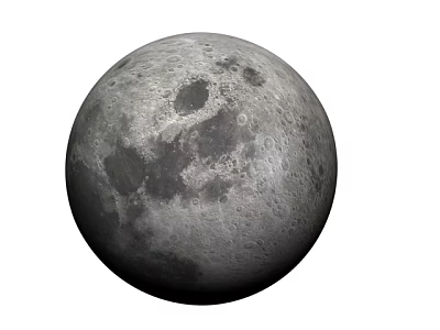 Detailed View Of Moon Surface With Craters And Gray Texture 3d model