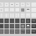 Various Design Switch Panels With White And Dark Gray Styles And Functional Features 3d model