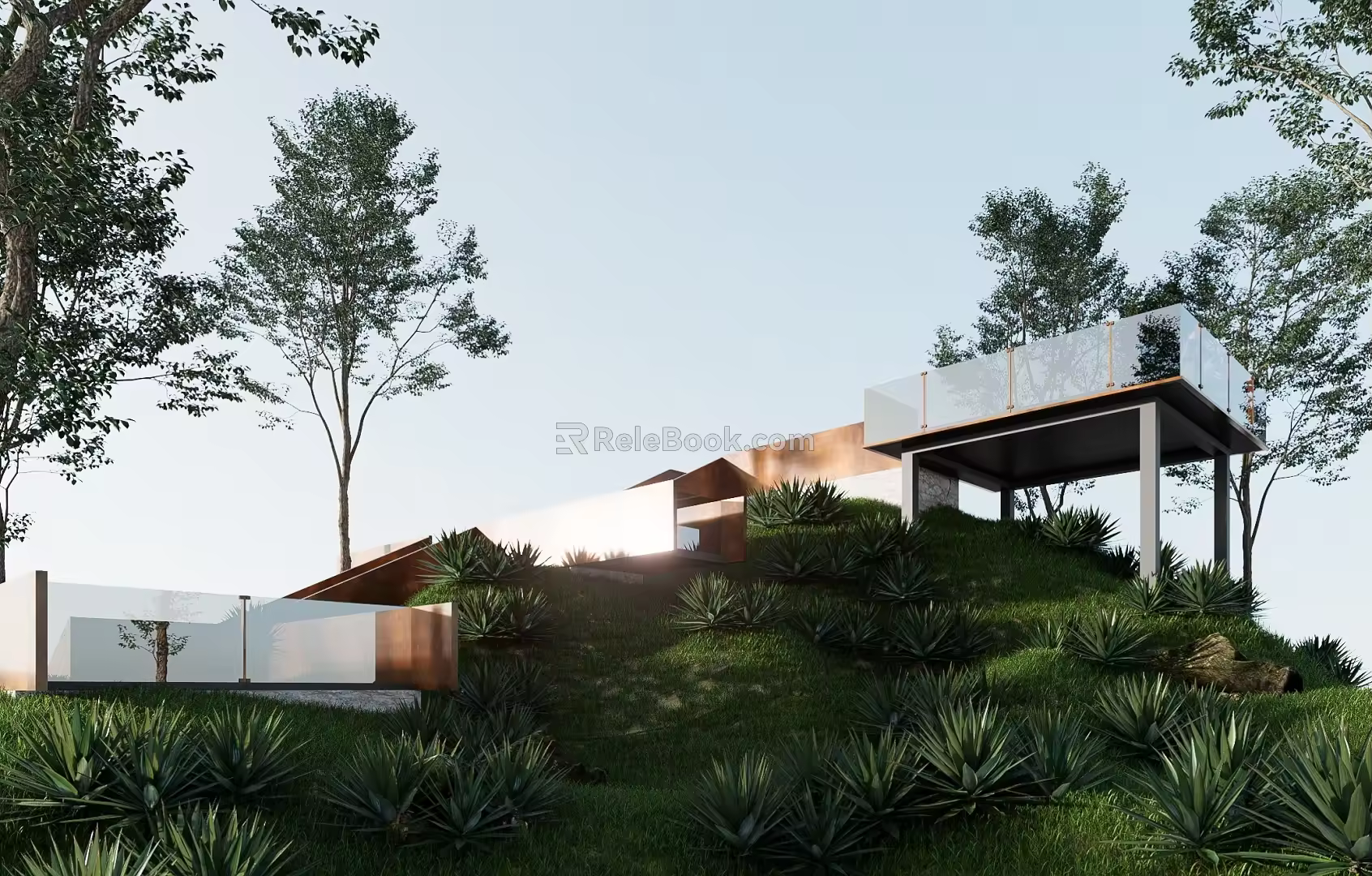 Modern Viewing Platform Landscape Structures Mountain Viewing Decks Landscape Decks 3d model