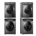 Sleek Black Front Loading Washing Machines Stackable Design Modern Home Laundry Appliances 3d model