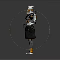 Clone Trooper With Orange White Armor And Blaster Arms Outstretched