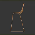 Modern Orange Metal Wire Bar Stool With Geometric Design And Slim Legs
