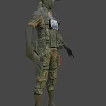 A Man In Military Camouflage Uniform With Helmet Mask And Tactical Gear