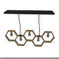 Modern Gold Hexagonal Chandelier with Stylish Frame and Multiple Bulbs 3d model