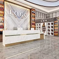 Modern Interior of Tobacco and Liquor Store with Shelves and Reception