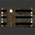 Rusty Mechanical Conveyor Equipment with Metal Frame Black Belts and White Rollers