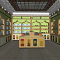 Elegant Specialty Store Interior With Decorative Ceiling Shelves Display Counter And Products