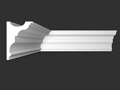 White Decorative Molding With Layered Architectural Design For Interior Decoration 3d model