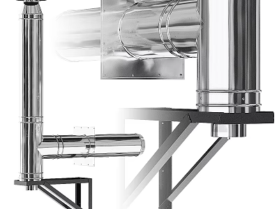 Stainless Steel Kitchen Ventilation Duct System Components 3d model