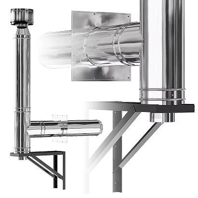 Stainless Steel Kitchen Ventilation Duct System Components 3d model