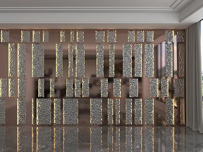 Elegant Luxury Background Wall With Mirror Panels And Geometric Pattern Design 3d model