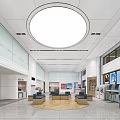 Spacious Bright Service Hall With Circular Ceiling Light Sofa Rest Area And Self Service Machines
