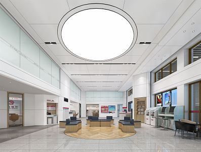 Modern Bank Hall Service Hall 3d model