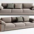 Modern Light Gray Three-Seater Sofa With Plush Cushions And Checkered Accent 3d model