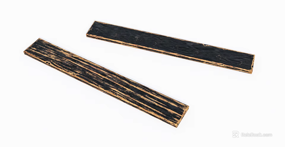 Stone Wood Material Long Black Strip Pieces With Natural Wood Grain Texture 3d model 