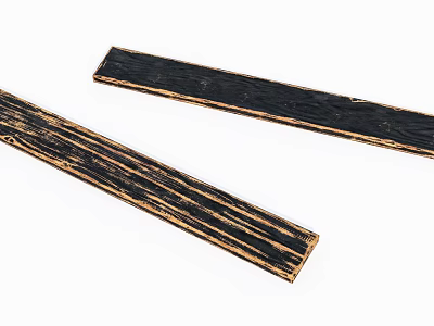 Stone Wood Material Long Black Strip Pieces With Natural Wood Grain Texture 3d model