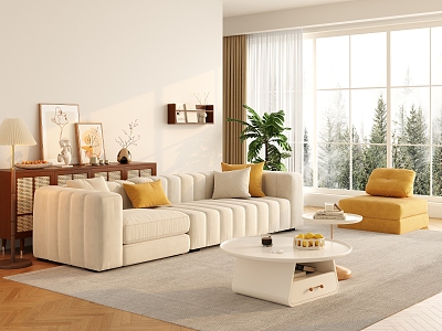 modern living room cream living room 3d model