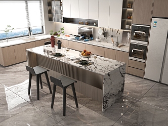 Modern open kitchen 3d model