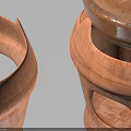 Brown Clay Containers with Handmade Lids and Decorative Hollow Patterns 3d model