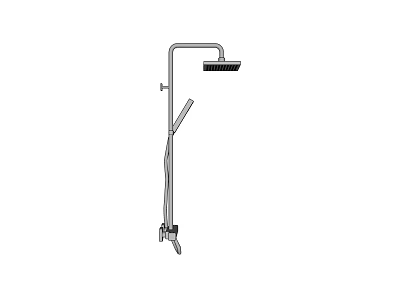 Modern Shower Head System With Fixed Overhead Sprayer Handheld Wand And Adjustable Height Pole 3d model