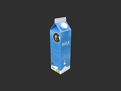 Blue Milk Carton Packaging Design With White Cap Brand Logo And Bottom Label 3d model