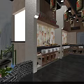 Traditional Chinese Restaurant Interior With Wooden Pavilion Carved Screens Red Lanterns And Stone Tile Floor