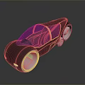 Futuristic Concept Car With Streamlined Body Sleek Design Blue Black Color And Illuminated Wheels