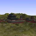 Ancient Chinese Architecture Complex With Symmetric Courtyard And Classic Tile Roofs