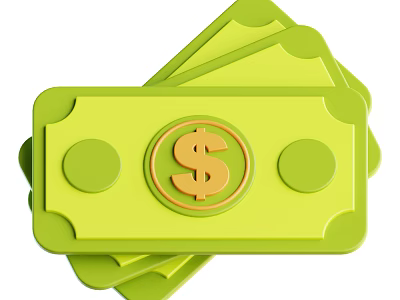 Stylish Decorative Ornament Set with Green Banknotes and Dollar Sign for Modern Home Decor 3d model