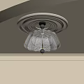 White Lantern Shaped Ceiling Pendant Light With Floral Pattern Fabric Shade 3d model