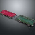 Household Toy Cargo Trucks with Red and Green Open Tops and Wheels