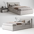 Modern Single Bed Design With Neutral Bedding Pillows Nightstand And Plant 3d model
