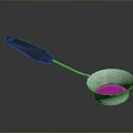 Strainer Spoon With Brown Handle And Silver Mesh Bowl On Dark Surface 3d model