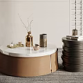 Modern Coffee Table With Marble Top Gold Accents And Decorative Items 3d model