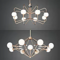 Modern Elegant Chandelier With Spherical White Bulbs And Geometric Metal Frame