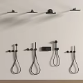 Modern Black Wall Mounted Shower Systems With Overhead And Handheld Heads 3d model