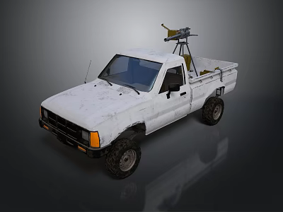 White Military Tank With Off Road Tires And Mounted Weapon System 3d model