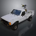 White Military Tank With Off Road Tires And Mounted Weapon System