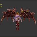 Steampunk Female Character In Detailed Outfit With Ornate Biomechanical Wings And Metallic Gears
