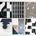 Modern Square Rugs Featuring Various Geometric Patterns and Abstract Designs for Home Decor 3d model